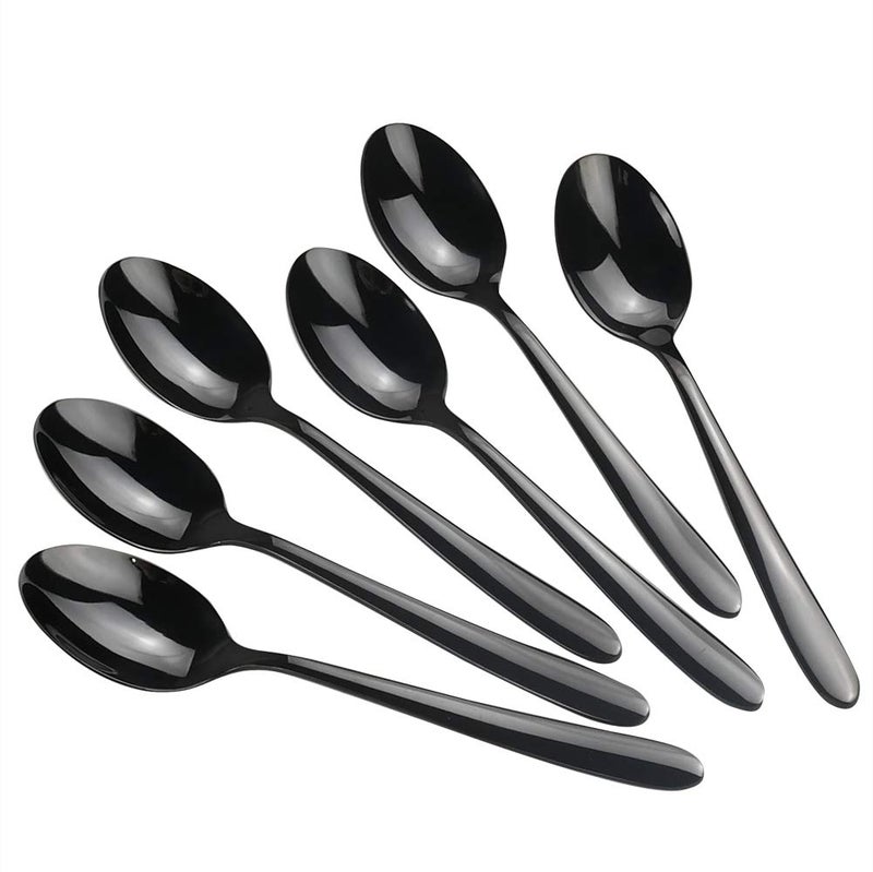 Vababa 16-Piece Stainless Steel Dessert Spoons  6.6 Inches  Black - Image 1